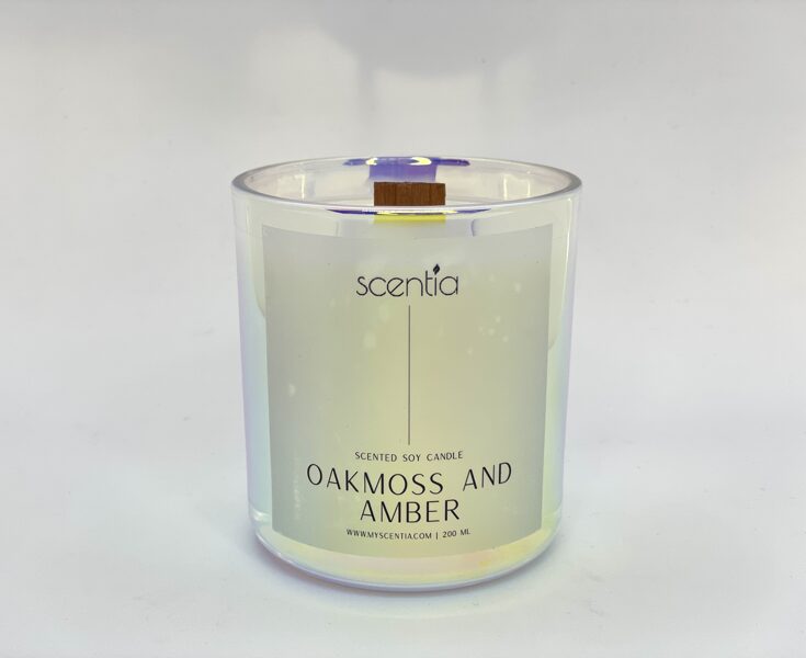 Sojas svece OZOLA SŪNAS un DZINTARS/ OAKMOSS and AMBER, 200g